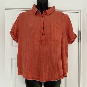 a.n.a Terracotta Button Shirt
